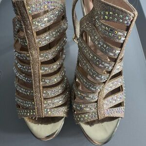 Elegant Gold Strappy Heels